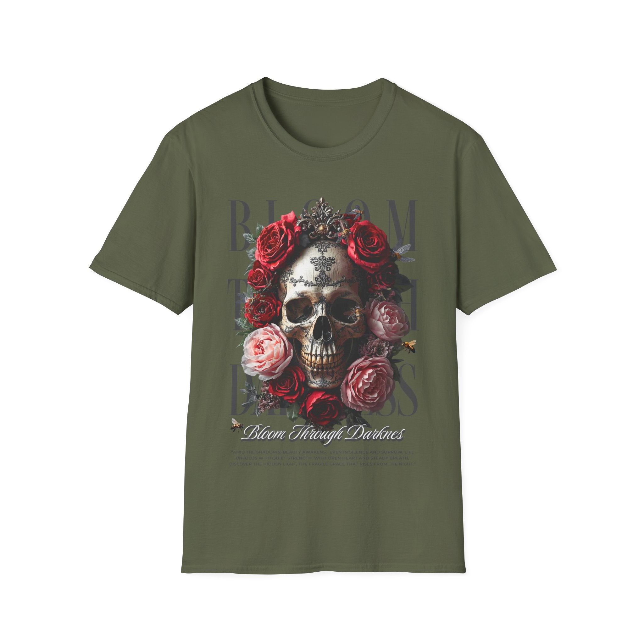 Skull Roses T-Shirt - Bloom Through Darkness Gothic Tee