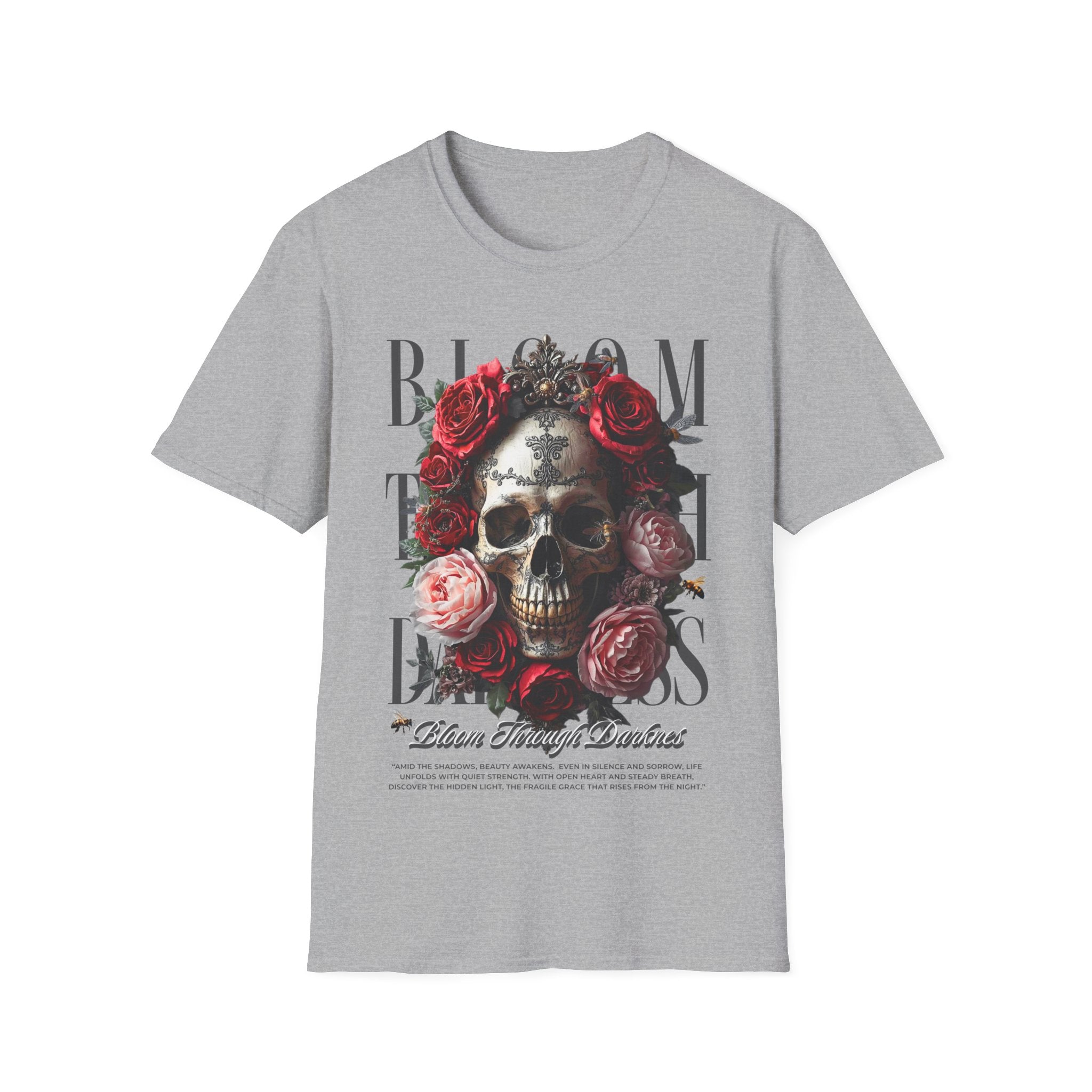 Skull Roses T-Shirt - Bloom Through Darkness Gothic Tee