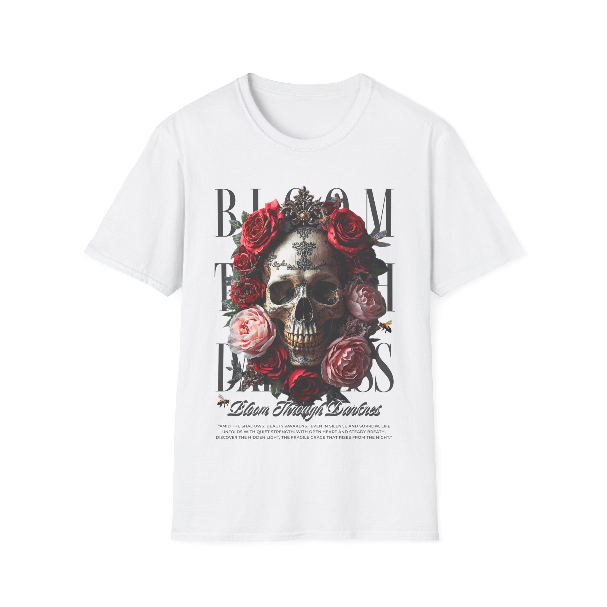 Skull Roses T-Shirt - Bloom Through Darkness Gothic Tee